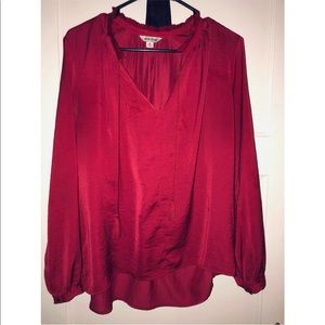 Deep Red Satin Lucky Brand Blouse